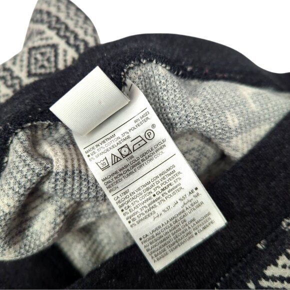 Old Navy Womens Fair Isle Reindeer Print Thermal Leggings M Black/White - Picture 4 of 8